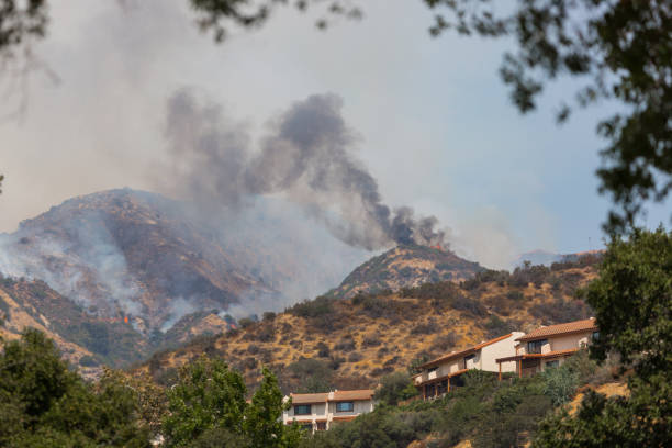 istock La Tuna wildfire in Los Angeles, CA burning a structure 867638488