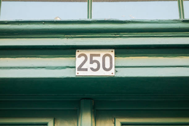number 250 door sign