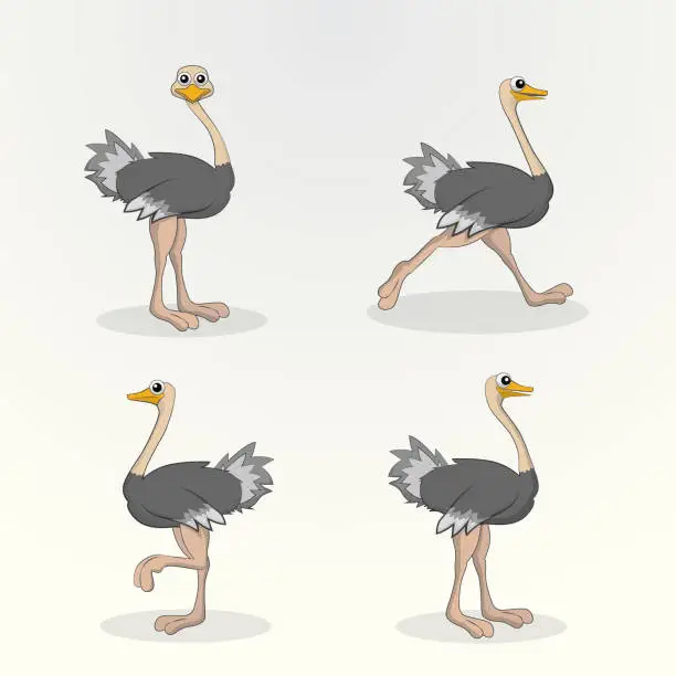 Vector illustration of Ostrich Cartoon Character