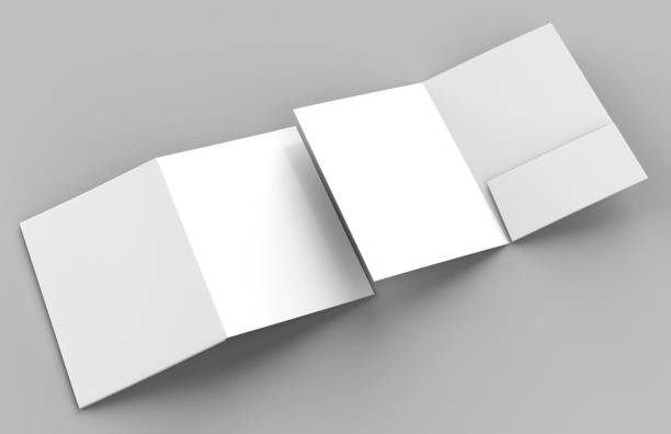 Blank white reinforced single pocket folder catalog on grey background for mock up. 3D rendering