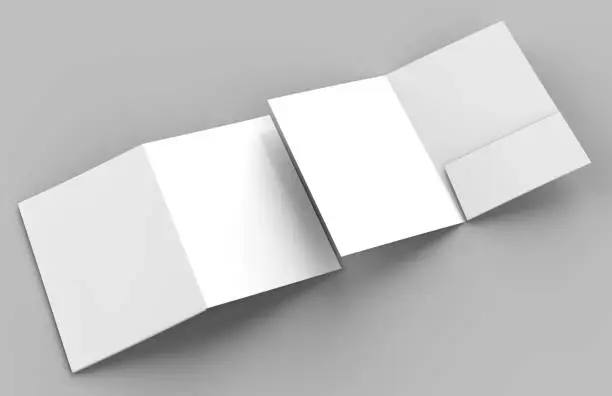 Blank white reinforced single pocket folders on grey background for mock up