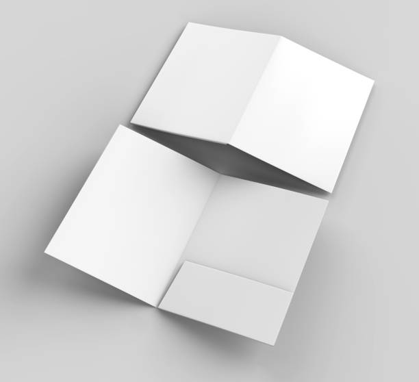 istock Blank white reinforced single pocket folder catalog on grey background for mock up. 3D rendering 867651148