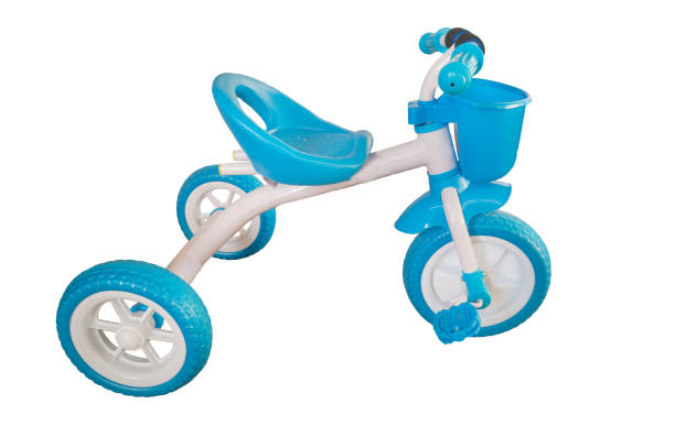 White blue bicycle for children isolated on white background
