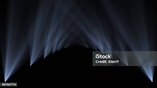 Podium Road Pedestal Stage Or Platform Illuminated By Scenic Lights Spotlights From The Bottom Vertical 3d Illumination On Black Background Stock Photo - Download Image Now