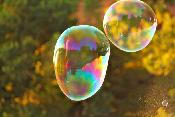 istock Colorful air soap big two bubbles 867672628