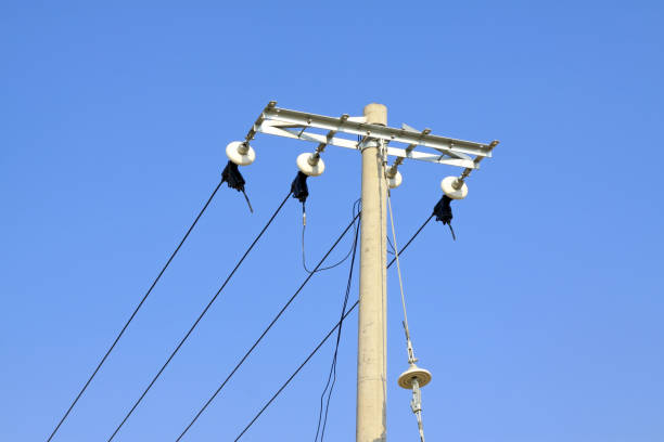istock transmission lines in the blue sky, North China. 867679692