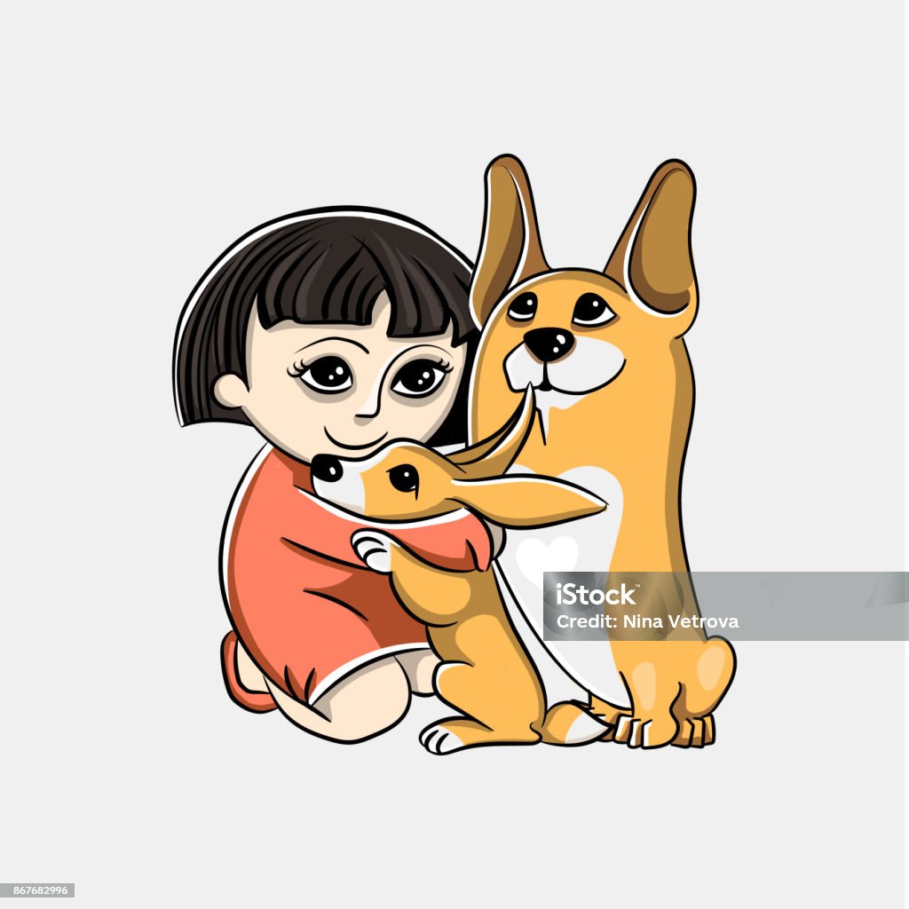 Vẽ Vector Theo Phong Cách Trẻ Em Hình Ảnh Chú Chó Corgi Chó Con ...