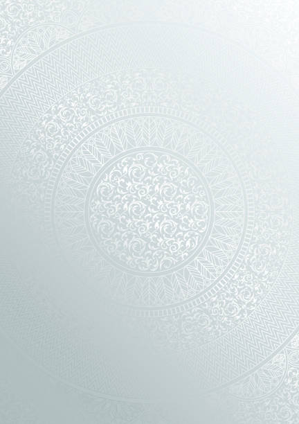 ilustrações, clipart, desenhos animados e ícones de prata redonda cor gradiente padrão floral. modelo de design de capa vintage. mandala cartaz macio detalhadas de fundo vector - islam