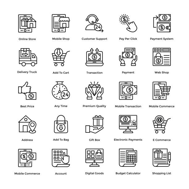 Shopping Line Vector Icons Set 6 If you couldn’t get enough of our E-Commerce Pack, you will go crazy over our new shopping Icon Vector Pack, because it is stocked full of great new, extremely useful shopping icons of all kinds! house numbers stock illustrations