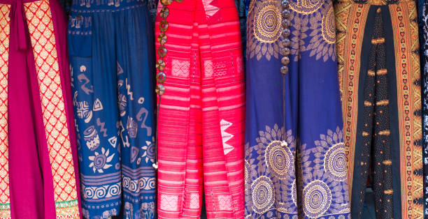 istock Thai traditional pants with colorful texture use for wallpaper and background. 867689168