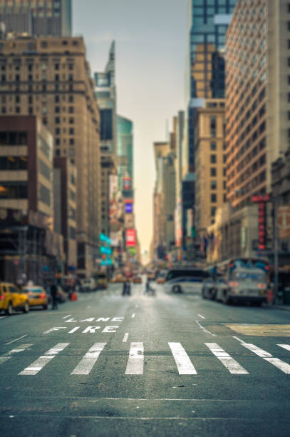 Tilt-shift view of a crosswalk in a New-York city avenue stock photo