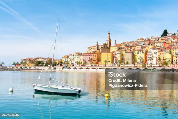 Beautiful View On Menton Town On French Riviera Cote Dazur South France Stock Photo - Download Image Now