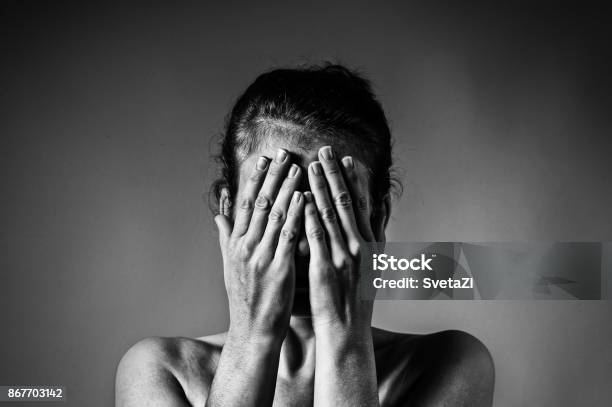 Concept Of Fear Shame Domestic Violence Stock Photo - Download Image Now - Women, Domestic Violence, Violence