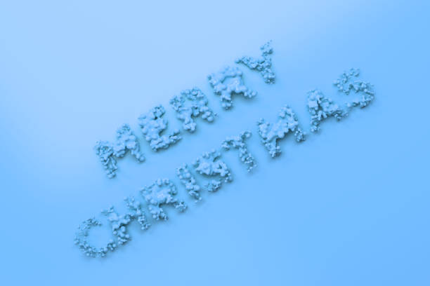 istock Liquid blue Merry Christmas words with drops on blue background 867704178