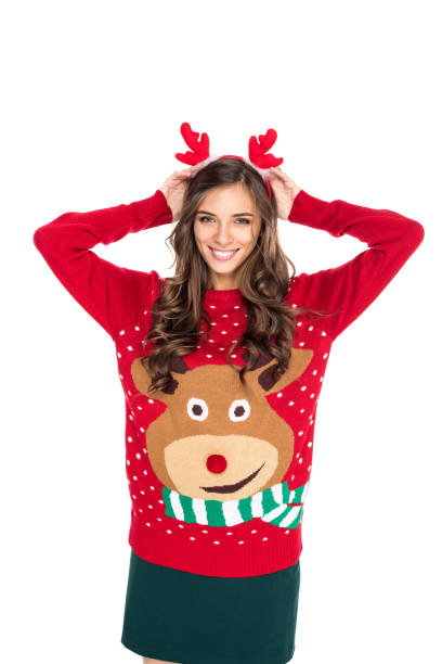 istock woman in winter festive sweater 867704776