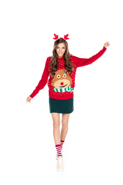 woman in winter festive sweater