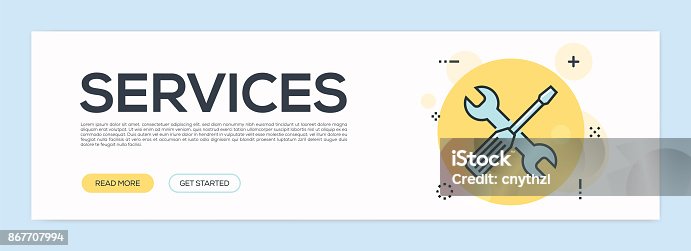 istock Services Concept - Flat Line Web Banner 867707994