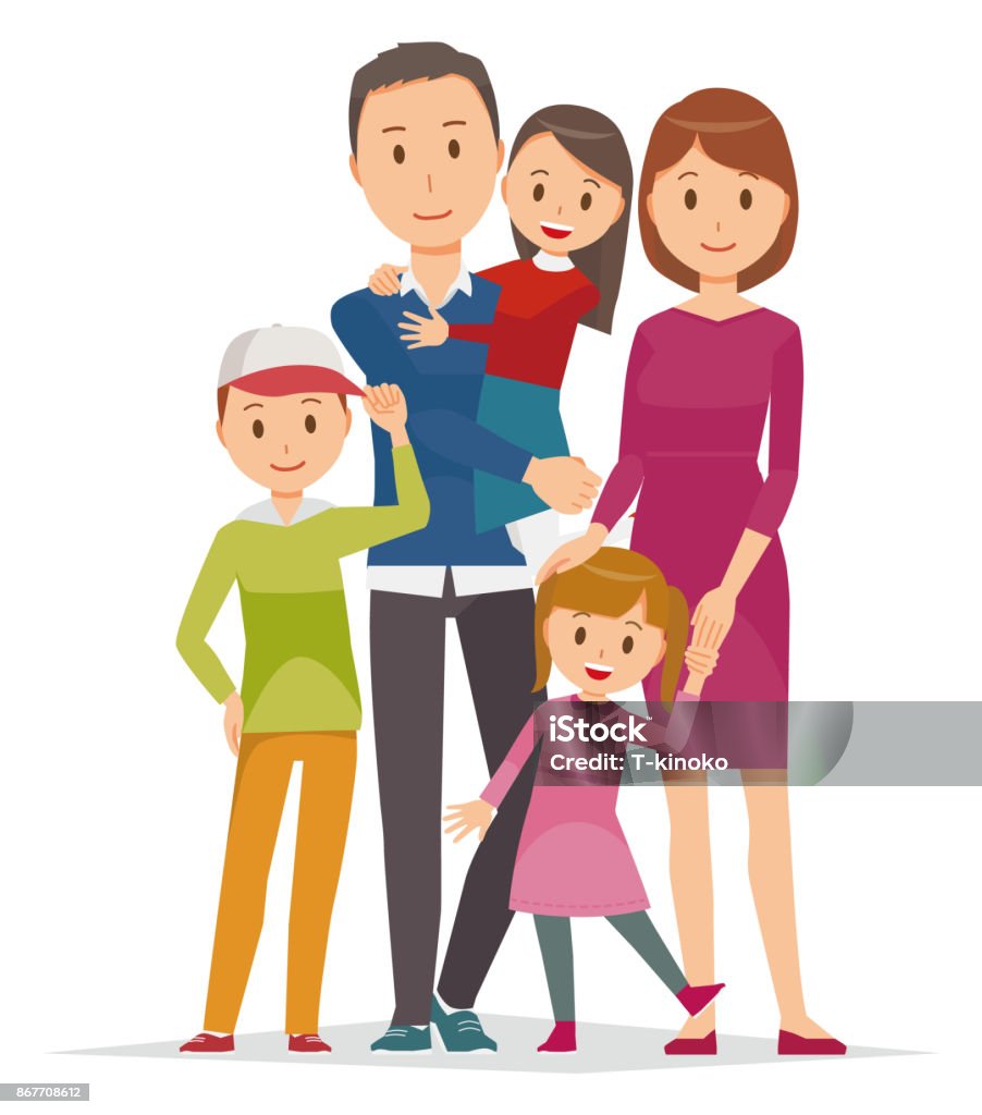 Family Dessin Famille 5 Personnes Illustration De La Famille Famille De 5 Personnes En Hiver Vecteurs libres de droits et plus d'images vectorielles de 4-5 ans - iStock