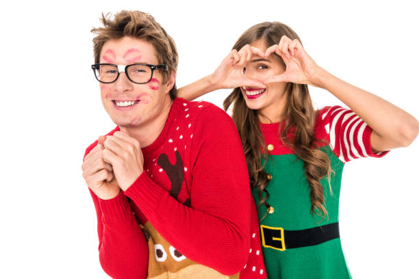 istock couple in festive christmas costumes 867712372