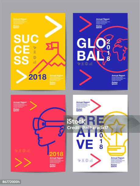 Annual Report 2018 Future Business Template Layout Design Cover Book Vector Colorful Infographic Abstract Flat Background Stock Illustration - Download Image Now