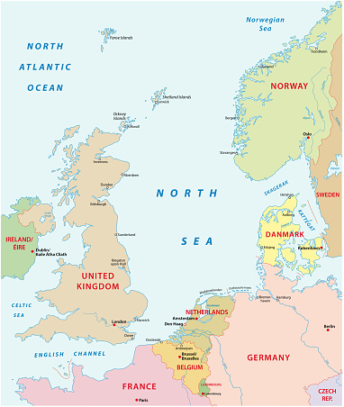 North sea vector map