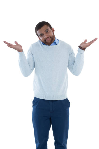 istock Male executive gesturing against white background 867723300