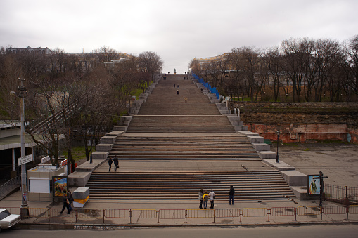 ODESSA, UKRAINE - APRIL, 15: View of the  Potemkin staircase on April 15, 2011