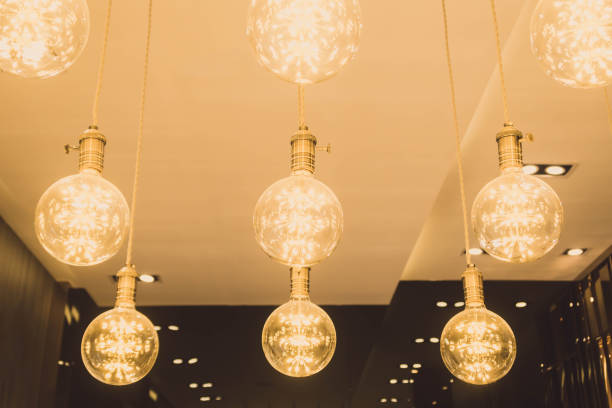 istock Vintage old lamp in luxury restaurant interior background.Lighting decoration concept. 867727536