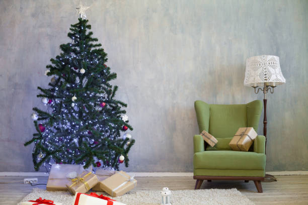 istock Christmas tree with presents home for the new year 867733132
