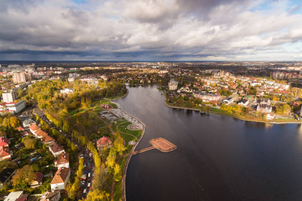 istock Upper Lake in Kaliningrad, aerial view 867739258