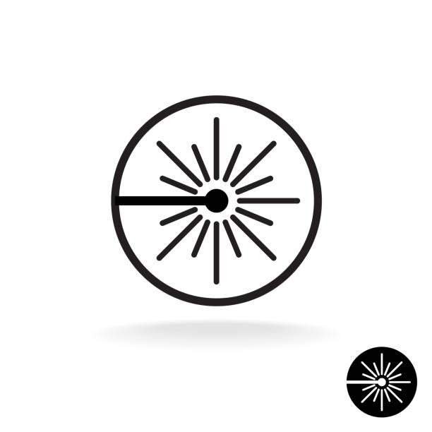 лазерная черная икона. вспышка лазерного луча искры линейный символ в �цирке - impact stock illustrations