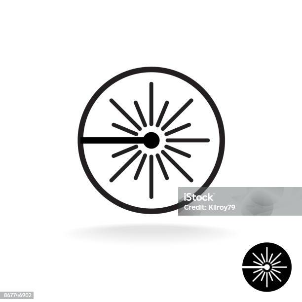 Laser Black Icon Laser Beam Flash Sparks Linear Symbol In A Cir Stock Illustration - Download Image Now