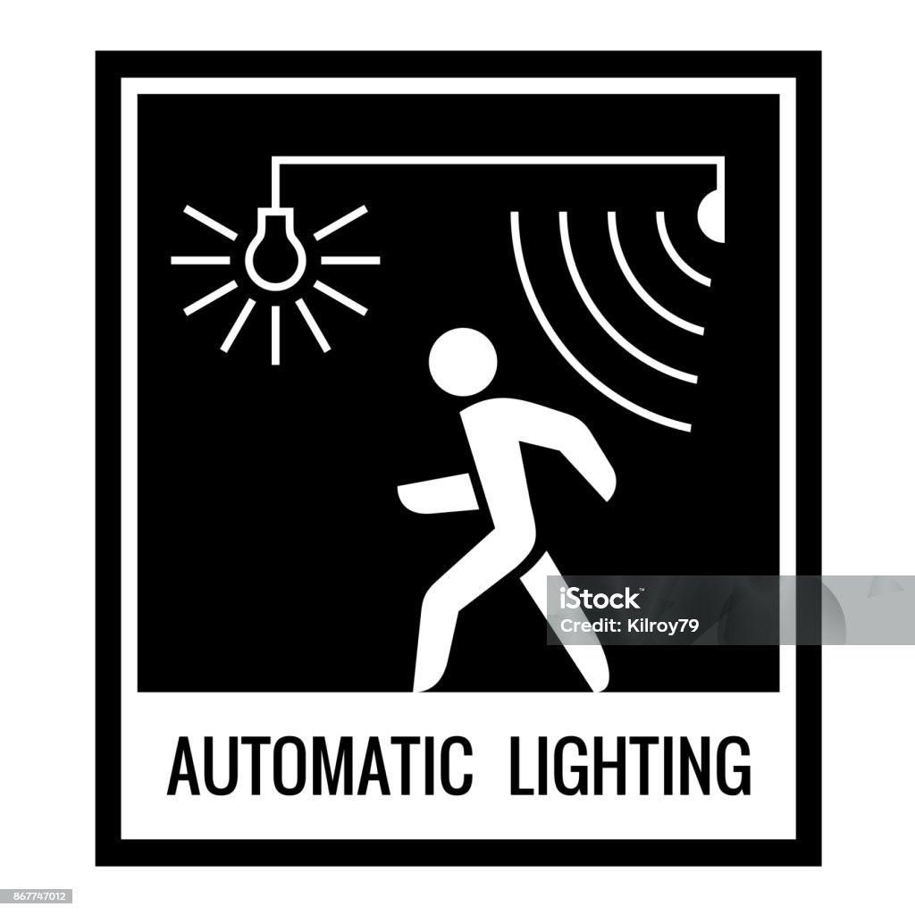 Automatic Control Sign One Color Warning Sign Automatic Light Control Information Stock ...
