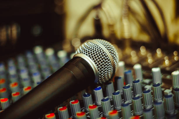 istock the microphone lies on the mixer 867749808