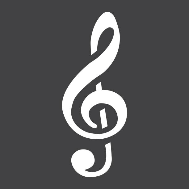 treble clef glyph значок, музыка и инструмент, примечание знак вектор графики, твердый узор на черном фоне, eps 10. - g clef stock illustrations