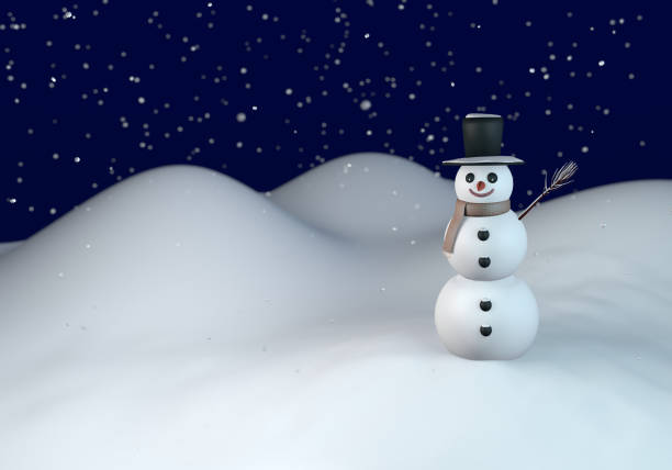 istock Snowman on snowy winter night 867757982
