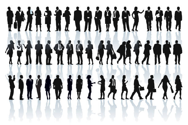 businesspeople 실루엣 - business people stock illustrations