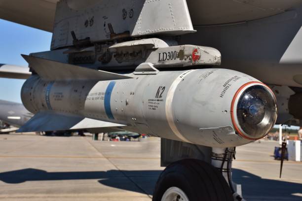 Air Force AGM-65 Maverick Missile Moody, Georgia, USA - October 27, 2017: An Air Force AGM-65 Maverick missile on an A-10 Warthog attack jet. The Maverick is an air-to-ground missile designed for close air support. a10 warthog stock pictures, royalty-free photos & images