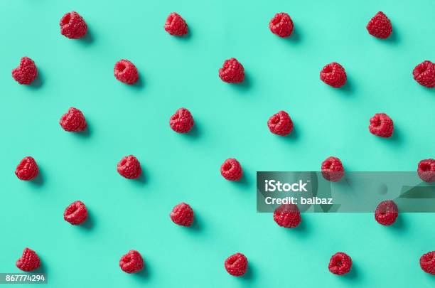 Colorful Pattern Of Raspberries Stock Photo - Download Image Now - Raspberry, Backgrounds, Pattern
