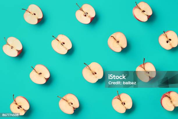 Colorful Pattern Of Apples Stock Photo - Download Image Now - Fruit, Pattern, Above