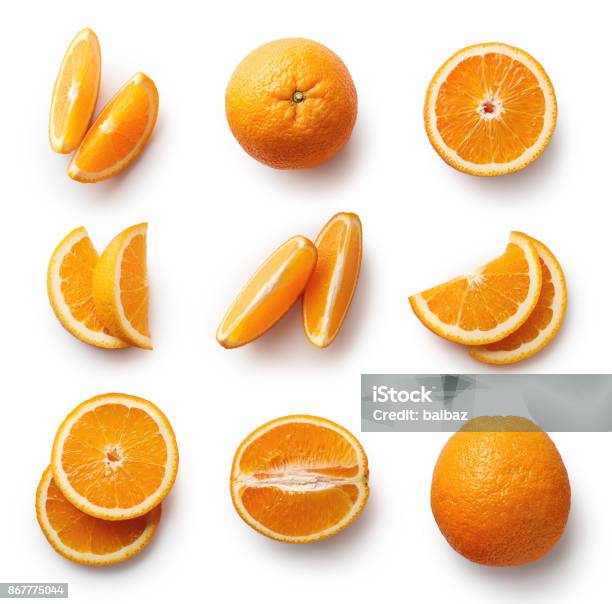 Fresh Orange Isolated On White Background Stock Photo - Download Image Now - Orange - Fruit, Fruit, Cut Out