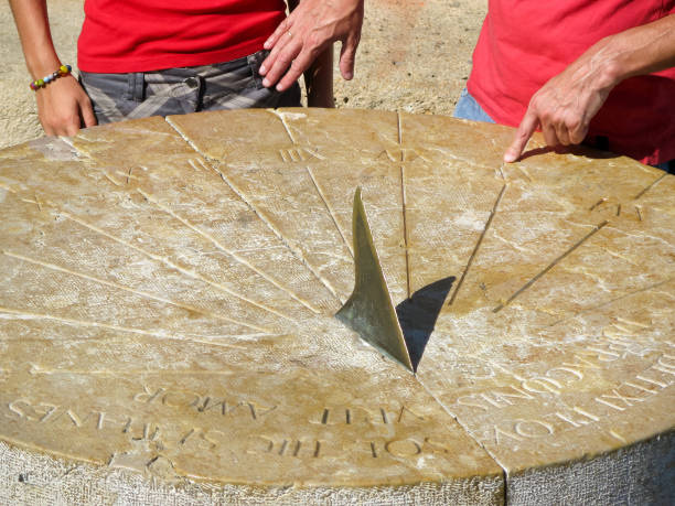 istock Men define the time at the sundial. 867775454