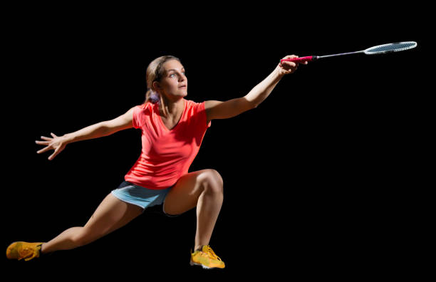 istock Young woman badminton player (version without shuttlecock) 867776180