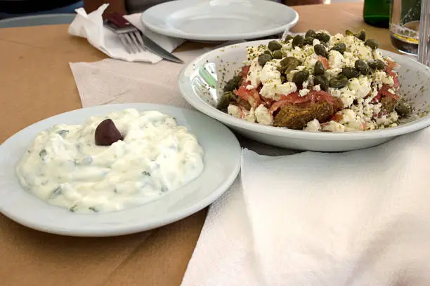 Typical Greek delicious meal served in all restaurant of Greece. Taken in Naxos