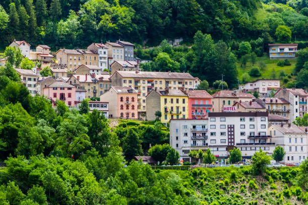town of Saint Claude in the Jura from the new bridge jura france photos stock pictures, royalty-free photos & images