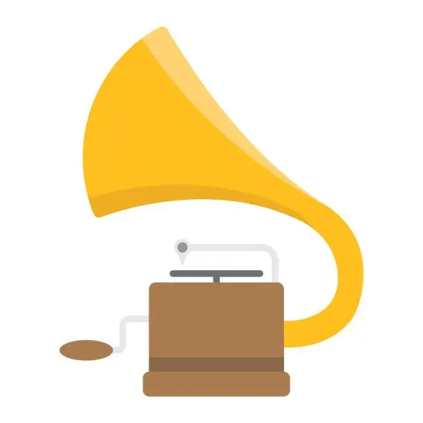 Vector illustration of Gramophone flat icon, music and instrument, phonograph sign vector graphics, a colorful solid pattern on a white background, eps 10.