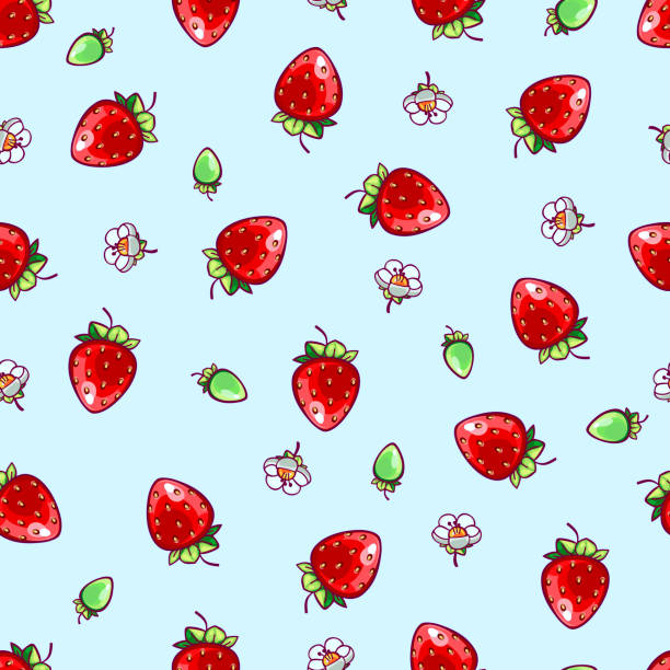 Strawberry polka dot pattern vector art illustration