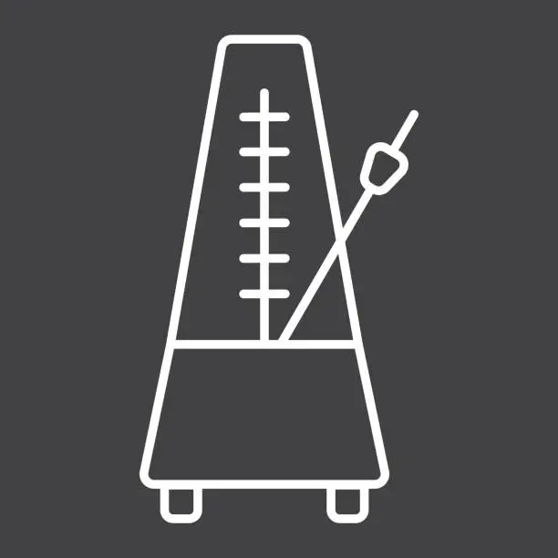 Vector illustration of Metronome line icon, music and instrument, tempo sign vector graphics, a linear pattern on a black background, eps 10.