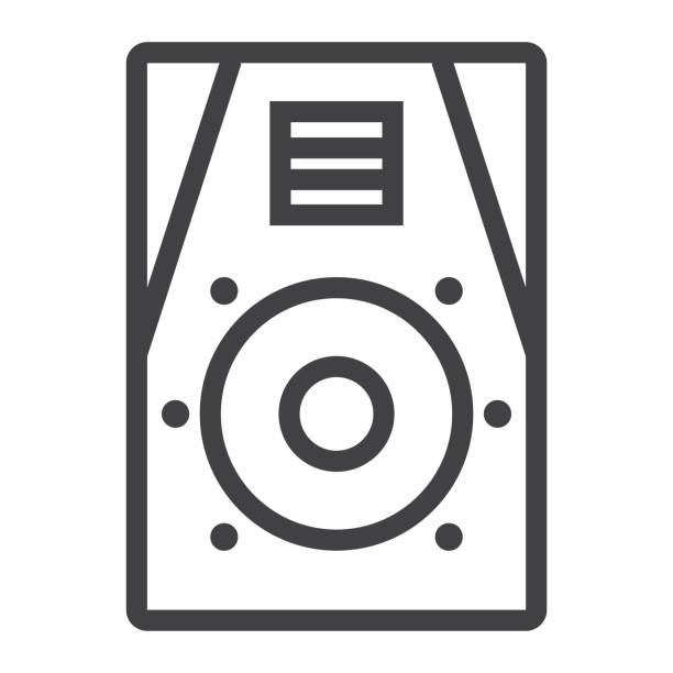 Audio Monitor line icon, music and instrument, sound sign vector graphics, a linear pattern on a white background, eps 10. Audio Monitor line icon, music and instrument, sound sign vector graphics, a linear pattern on a white background, eps 10. loudon stock illustrations