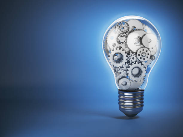 istock Light  bulb and gears. Perpetuum mobile. Innovation, creativity and idea concept background. 867804106